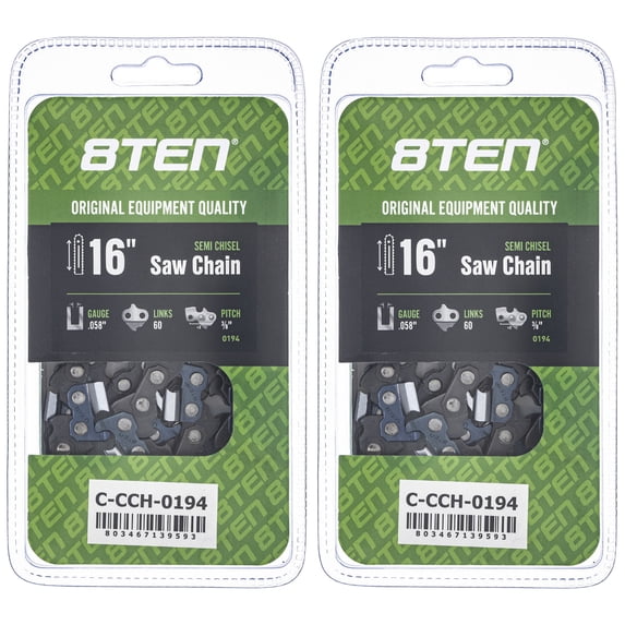 Semi Chisel Chainsaw Chain 16 inch .058 3/8 60DL Husqvarna Jonsered 2 Pack 810-CCC2316H