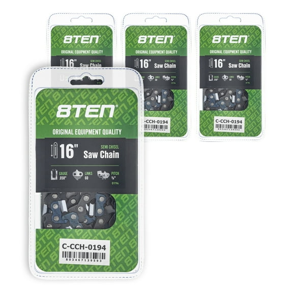 Semi Chisel Chainsaw Chain 16 inch .058 3/8 60DL Husqvarna Jonsered 4 Pack 810-CCC2316H