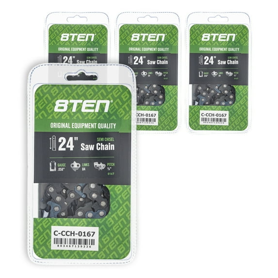 Semi Chisel Chainsaw Chain 24 inch .058 3/8 84DL for Husqvarna Poulan 4 Pack 810-CCC2389H