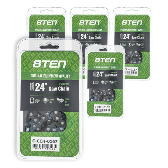 Semi Chisel Chainsaw Chain 24 inch .058 3/8 84DL for Husqvarna Poulan 5 Pack 810-CCC2389H