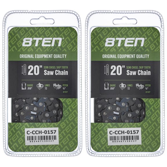 Semi Chisel Skip Tooth Chainsaw Chain 20 inch .050 3/8 72DL for Husqvarna 2 Pack 810-CCC2379H
