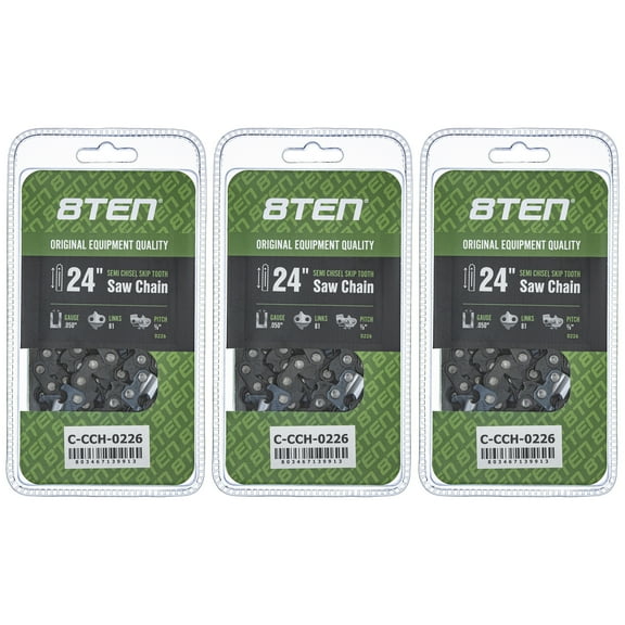 Semi Chisel Skip Tooth Chainsaw Chain 24 inch .050 3/8 81DL for Echo 3 Pack 810-CCC2448H