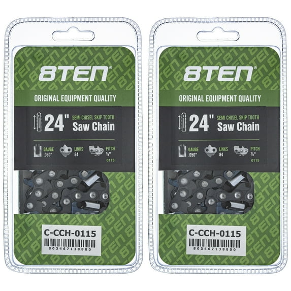 Semi Chisel Skip Tooth Chainsaw Chain 24 inch .050 3/8 84DL for Stihl 2 Pack 810-CCC2337H