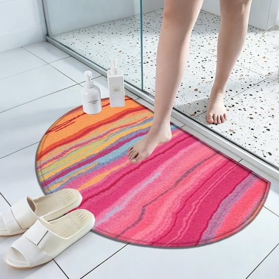Semi-Circle Entrance Door Mat, 24"x16" Non Slip Absorbent Mat, Indoor/Outdoor Stain Resistant Floor Rug for Bathroom Kitchen Entryway