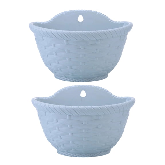 Semi Circle Wall Mounted Planter,2 Pack Faux Wicker and Rattan Style Half Round Flower Pot Half Round Flower Pot Plant Baskets Container Flower Pot for Home Office Balcony Fence