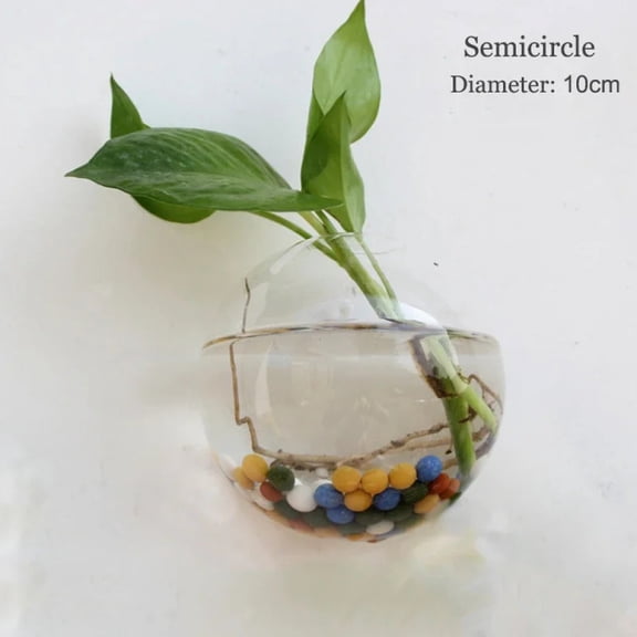 Semi-Circle Wall Vase - Glass Hydroponic Planter & Terrarium Container | Hanging Fish Tank Aquarium, Nordic Home Decor