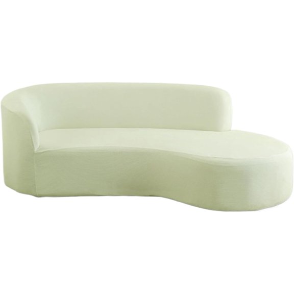 Semi-Circular Curved Sofa Cover, Stretch Curved Sofa Slipcover Non-Slip Modern Cloud Couch Cover Protector for Restaurant Cafe Bar Living Room (Beige)