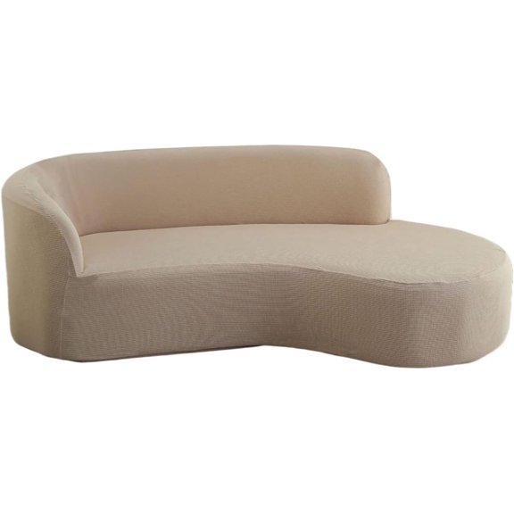 Semi-Circular Curved Sofa Cover, Stretch Curved Sofa Slipcover Non-Slip Modern Cloud Couch Cover Protector for Restaurant Cafe Bar Living Room (Khaki)