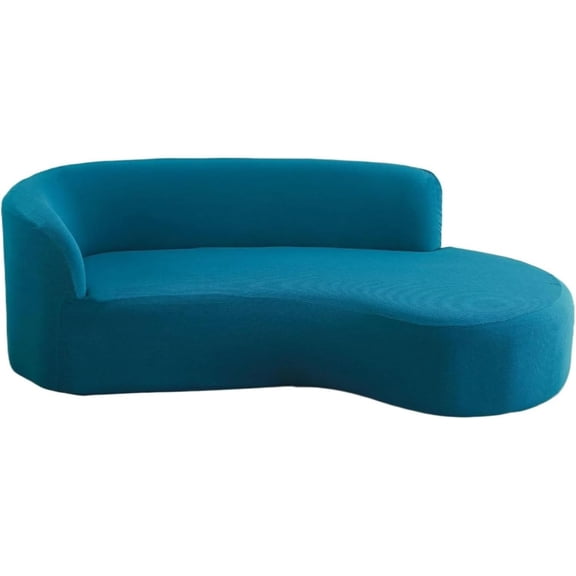 Semi-Circular Curved Sofa Cover, Stretch Curved Sofa Slipcover Non-Slip Modern Cloud Couch Cover Protector for Restaurant Cafe Bar Living Room (Peacock Blue)