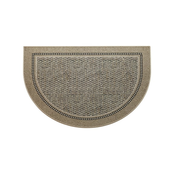 Semi-Circular Entrance Doormat - Khaki Non-Slip Textured Cut-To-Size Rug, Absorbent Durable Floor Mat for Home Bathroom Office