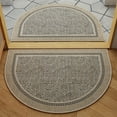 thumbnail image 1 of Semi-Circular Non-Slip Doormat | Textured Entrance Rug | Absorbent Floor Mat for Home Bathroom Office | 60x40cm Khaki Polyester Carpet | Moisture Resistant & Durable, 1 of 6