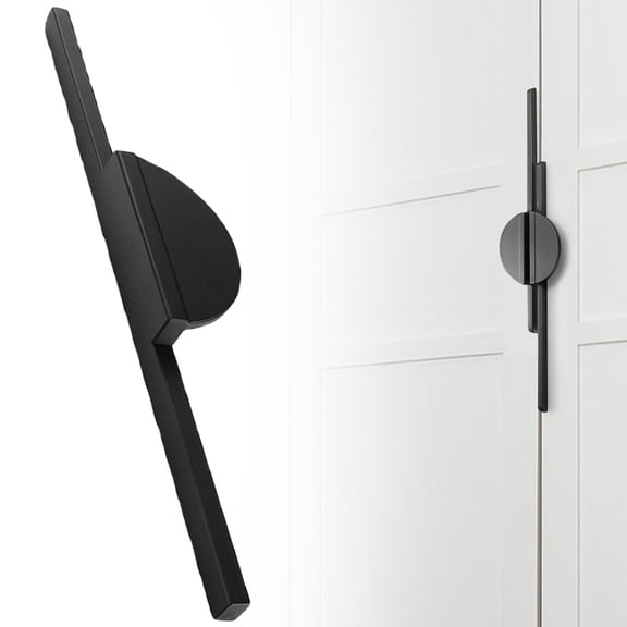 Semi-Circular Zinc Alloy Cabinet Door Pull, Black, 30Cm,1 Pcs Handle,Modern Brushed Semi Circular Cabinet Pulls Extra Long Aluminum Handles for Drawer Wardrobe Kitchen Cupboard Door Pull