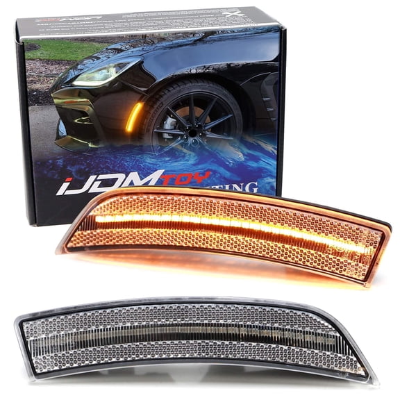 Semi-Clear Lens 36-SMD Amber Full LED Bumper Side Marker Light Kit For Subaru 2022-up BRZ, For Toyota 2022-up GR86, Replace OEM Single LED Front Sidemarkers