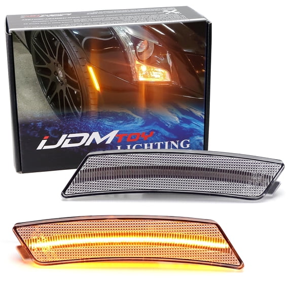 Semi-Clear Lens 36-SMD Amber Full LED Front Bumper Side Marker Light Kit For Cadillac 2020-up CT5, Replace OEM Amber Front Sidemarkers