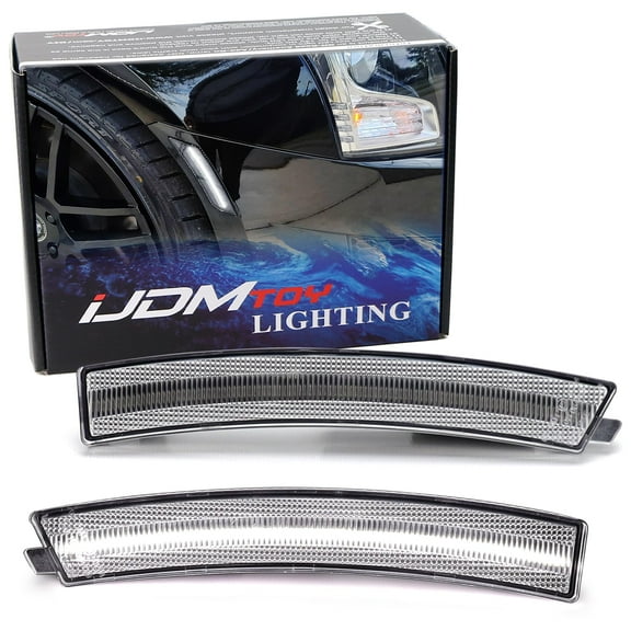 Semi-Clear Lens 36-SMD Xenon White Full LED Front Bumper Side Marker Light Kit For Cadillac 2020-up CT4, Replace OEM Amber Front Sidemarkers