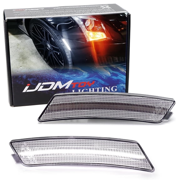 Semi-Clear Lens 36-SMD Xenon White Full LED Front Bumper Side Marker Light Kit For Cadillac 2020-up CT5, Replace OEM Amber Front Sidemarkers