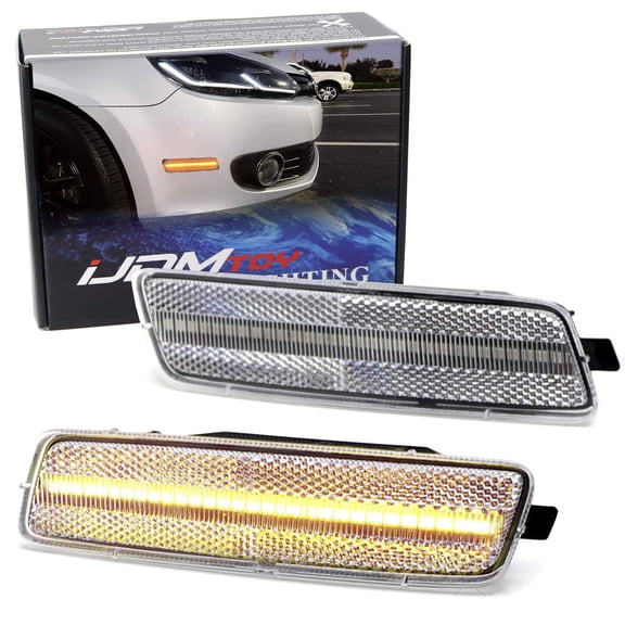 Semi-Clear Lens Amber Full LED Bumper Side Marker Light Kit For Volkswagen 2010-2014 MK6 Golf Hatchback, Jetta Sportwagen, Powered by 40-SMD LED Replace OEM Amber Sidemarker Lamps