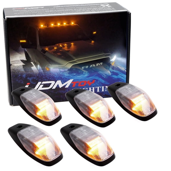 Semi-Clear Lens Amber Full LED Cab Roof Clearance Marker Lamps For Dodge 2019-up RAM 2500 3500 (Direct Replacement)