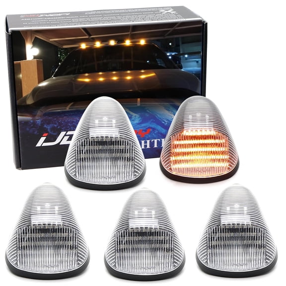 Semi-Clear Lens Amber Yellow Full LED Cab Roof Marker Lamps Replacement For Ford 1999-2016 F250 F350 F450, Also Universal Fit For Other Trucks