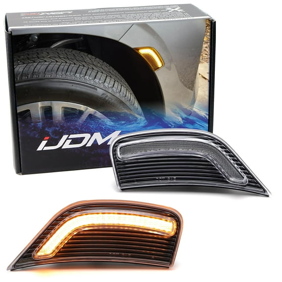 Semi-Clear Lens Bold Arch Design Amber Full LED Front Side Marker Light Kit For 2021-2024 Chevy Suburban/Tahoe, GMC Yukon Denali XL, Cadillac Escalade