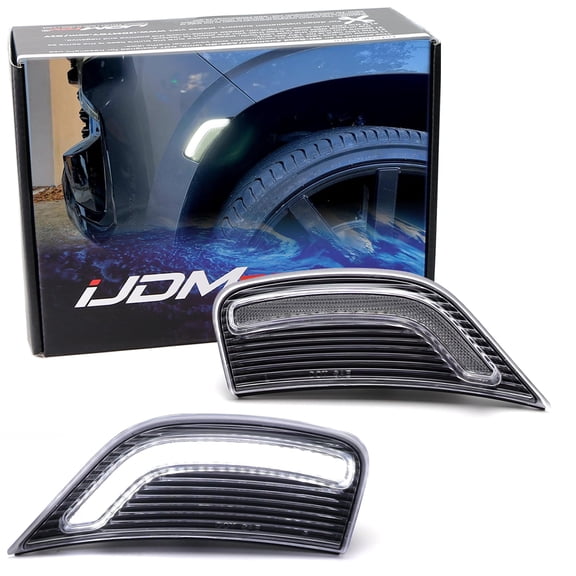 Semi-Clear Lens Bold Arch Design White Full LED Front Side Marker Light Kit For 2021-2024 Chevy Suburban/Tahoe, GMC Yukon Denali XL, Cadillac Escalade