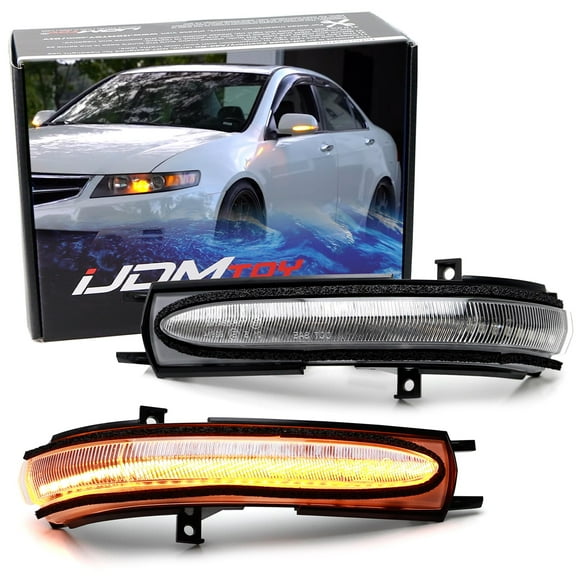 Semi-Clear Lens Full LED Strip Dynamic Sequential Blink/Flow Side Mirror Turn Signal Light Assembly Kit For 2004-2008 Acura TSX (Euro Accord), 2003-08