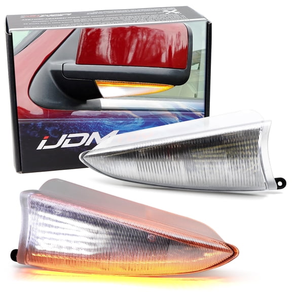 Semi-Clear Lens White/Amber Switchback LED Dynamic Sequential Blink Under Side Mirror Turn Signal Light Assembly Kit For 2003-2006 Ford Expedition/Lincoln Navigator