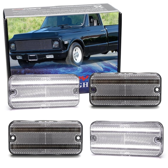 Semi-Clear Lens Xenon White Double-Row Full LED Front/Rear Side Marker Light Kit For 1968-1972 C10 C20 K10 C15/C1500 C25/C2500 K15/K1500 Jimmy, etc