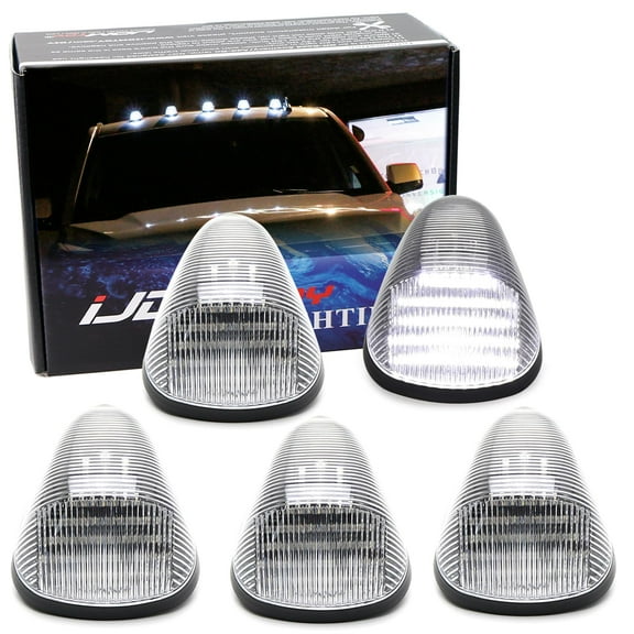 Semi-Clear Lens Xenon White Full LED Cab Roof Marker Lamps Replacement For Ford 1999-2016 F250 F350 F450, Also Universal Fit For Other Trucks
