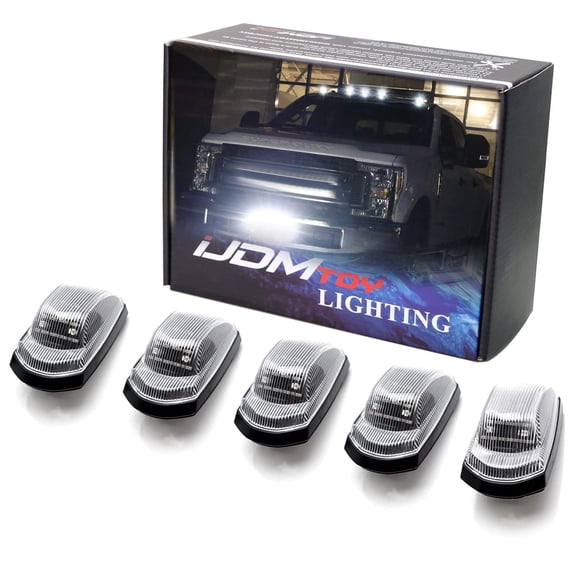 Semi-Clear Lens Xenon White Full LED Cab Roof Marker Lamps Replacement For Ford 2017-up F250 F350 F450 F550 Super Duty (Replace OEM Amber Lens)