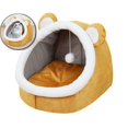 thumbnail image 1 of Semi-Closed Cat House Dog Bed with Removable Washable Mat, Fleece Pet Kennel for Winter, 45x40x35cm, 1 of 7