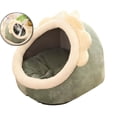 thumbnail image 1 of Semi-Closed Cat House Dog Bed with Removable Washable Mat, Fleece Pet Kennel for Winter, 45x40x35cm, 1 of 7