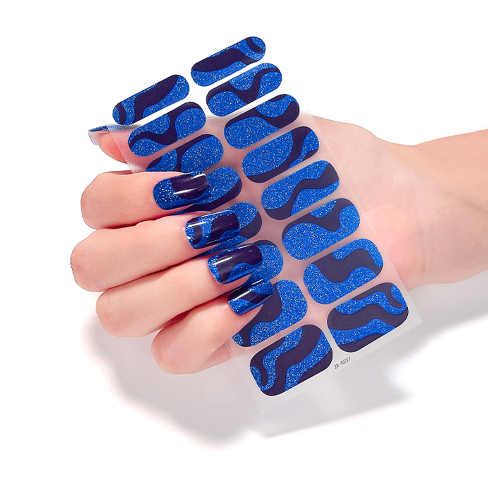 Semi Cured Gel Nail Polish Strips Glitter Starry Marble Gel Nail