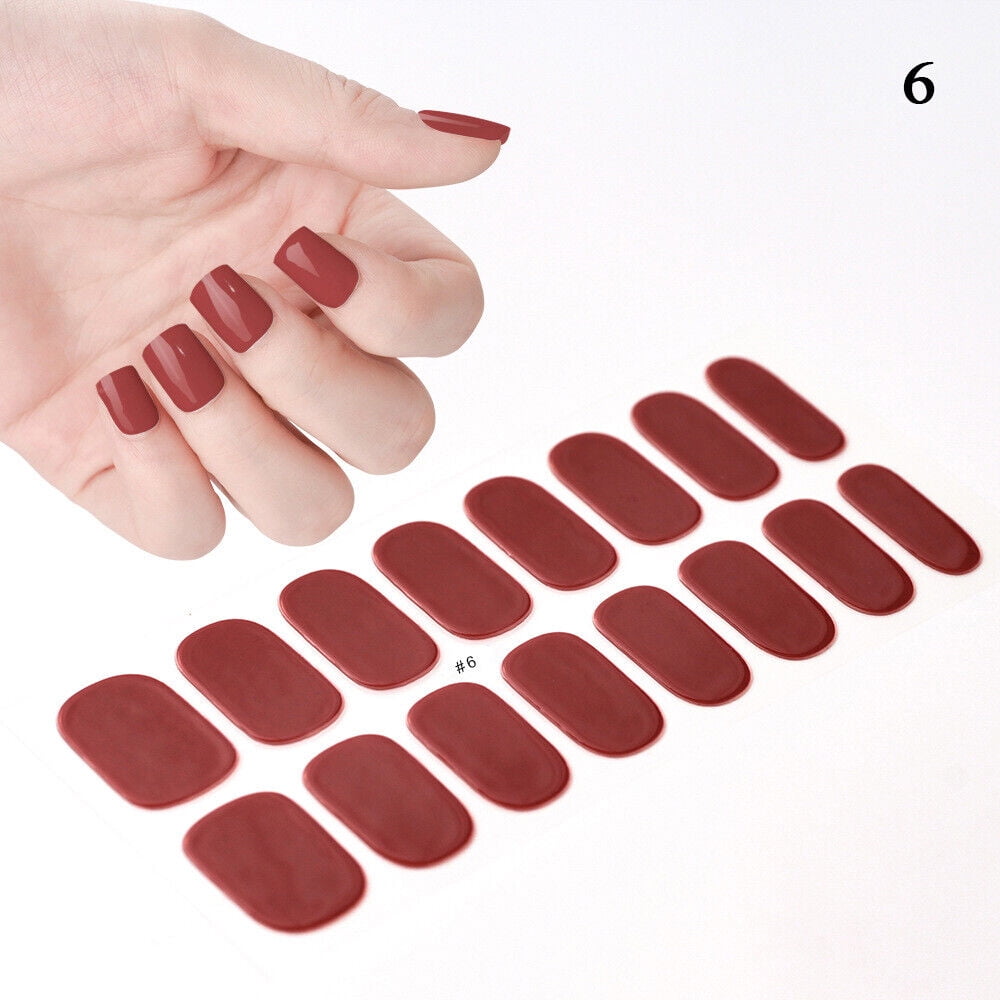 Semi Cured Gel Nail Stickers UV Lamp Required Gel Wraps 16 Strips