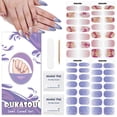 thumbnail image 1 of DUKASOU 56Pcs Gel Nail Polish Strips, Semi Cured Finger Gel Nail Strips, Long Lasting Salon Full Nail Wraps, UV Nail Art Stickers for Adult, Purple Heart and Pink Daisy, 1 of 8