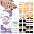 thumbnail image 1 of DUKASOU 56Pcs Gel Nail Polish Strips, Semi Cured Finger Gel Nail Strips, Long Lasting Salon Full Nail Wraps, UV Nail Art Stickers for Adult, Leopard Print and Colorful Lines, 1 of 8