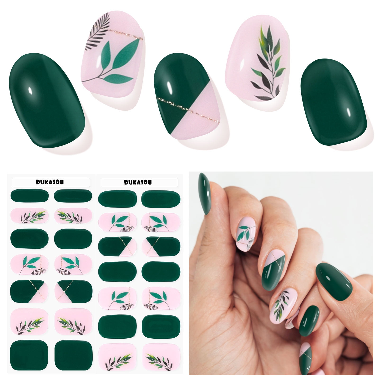 Sticker Paper Nail Semi Cured Gel Nail Strips, 28pcs Real Nail Polish Art Stickers/Wraps ...