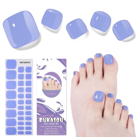 DUKASOU Nail Strips-Semi Cured Gel Toenail Strips (32Pcs), Salon DIY Solid Color Toenail Stickers, Long Lasting Nail Art Stickers Kit for Adults, Mysterious Abyssal Depths