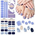 thumbnail image 1 of DUKASOU 60Pcs Semi Cured Gel Nail Strips, DIY Finger and Toenail Stickers Nail Polish Strips, Long Lasting Salon Quality Dark Blue Marble Nail Art Stickers for Adults, 1 of 8