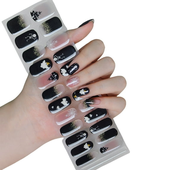 Semi Cured Gels Nails Stickers Glow in Dark Nails Polish Strips Halloween Nails Strips Nails Art Decortion