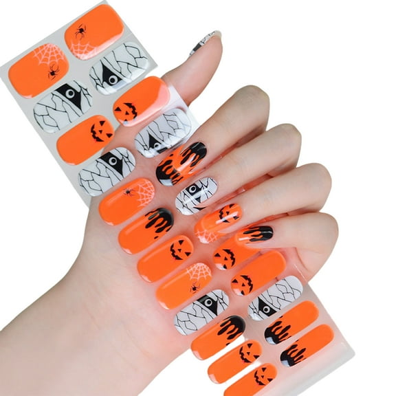 Semi Cured Gels Nails Stickers Glow in Dark Nails Polish Strips Halloween Nails Strips Nails Art Decortion