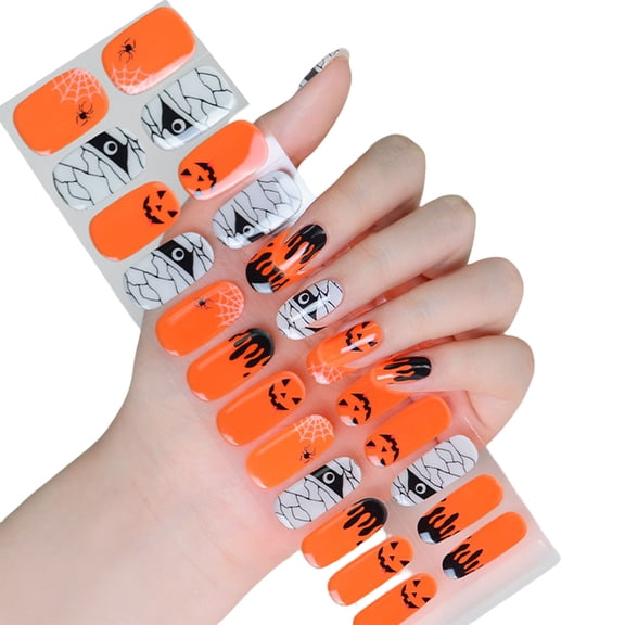 Glow in Dark Halloween Nails Stickers Full Nails Wraps Gel Nails Strips Halloween Nails Strips Nails Art Decoration