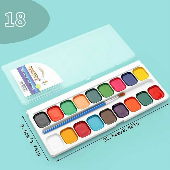 Semi-Dry Solid Watercolor Paint Set for s, Washable Non-Toxic Water Colours for Art Painting, 12/14/18 Color Options for Beginners(C)