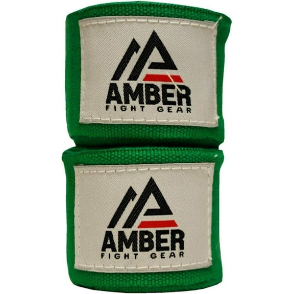 Semi Elastic Professional 180” Hand Wraps with Hook and Loop Closure for Boxing Kickboxing Muay Thai MMA for Men and Women – 1 Pair (Green)