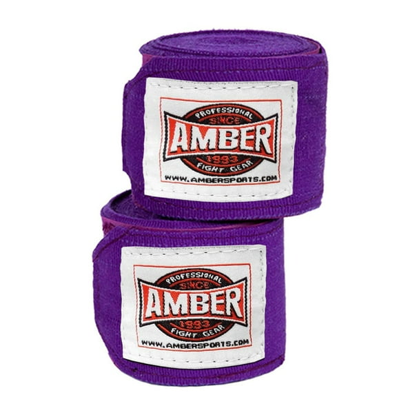 Semi Elastic Professional 180” Hand Wraps with Hook and Loop Closure for Boxing Kickboxing Muay Thai MMA for Men and Women – 1 Pair (Purple)
