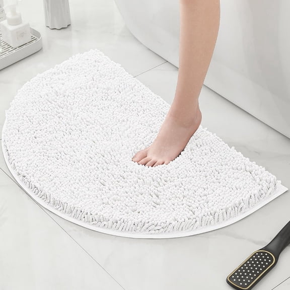 MK Gdledy Half Round Bath Mat Bathroom Rugs Semicircle Chenille Bath Rugs Water Absorbent Floor Mats for Kids Washable Bathroom Shower Mat Area Rugs,16"×24"
