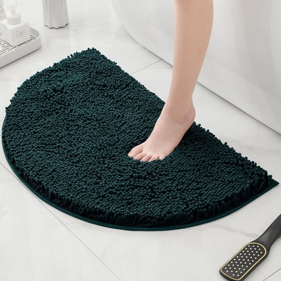 MK Gdledy Half Round Bath Mat Bathroom Rugs Semicircle Chenille Bath Rugs Water Absorbent Floor Mats for Kids Washable Bathroom Shower Mat Area Rugs