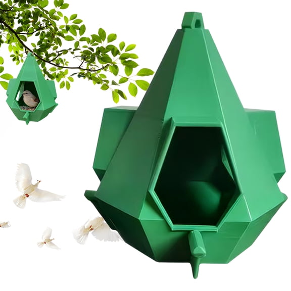 Semi-Enclosed Bird Feeder Bird House Feeder 5.5"x5.7" Hangable Food Station Roof Design Weather Resistant Easy Refill Wild Bird Feeders for Outside, Yard, Balcony, Garden Tree(B)