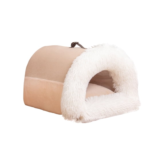 Semi-Enclosed Calming Pet House, Portable Plush Pet Bed with Handle & Non-Slip Bottom, Small Dogs and Cats Pet