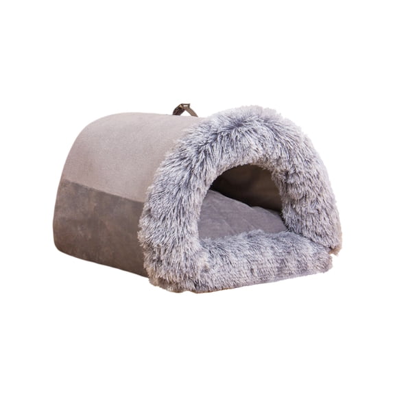 Semi-Enclosed Calming Pet House, Portable Plush Pet Bed with Handle & Non-Slip Bottom, Small Dogs and Cats Pet
